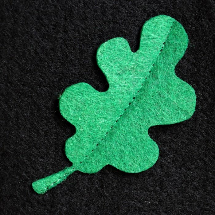 Набор для бани с аппликацией «Дубовый лист», 3 предмета: шапка, коврик, рукавица, войлок, тёмный