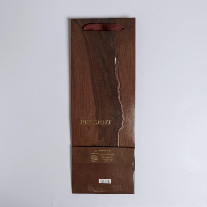 Пакет подарочный ламинированный под бутылку, упаковка, «Wood present», 13×36×10 см