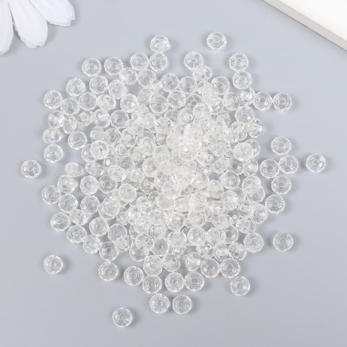 Бусины для творчества пластик «Кристалл с гранями прозрачный», набор 20 г, 0.4×0.6×0.6 см