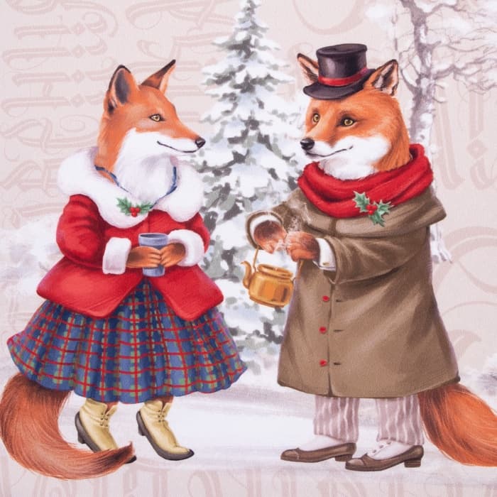 Комплект штор для кухни с подхватами «Этель» Winter holidays, 2 шт., бежевые, 145×180 см