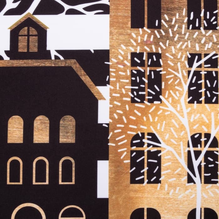 Комплект штор для кухни с подхватами «Этель. Золотой город», 2 шт., белые, чёрные, 145×180 см