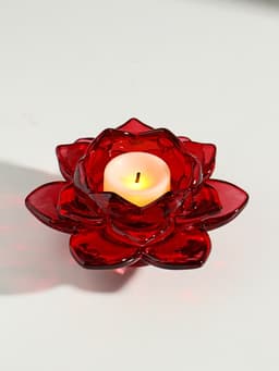 Стеклянный подсвечник на 1 свечу «Лотос», красный, 5.5×10.5×10.5 см