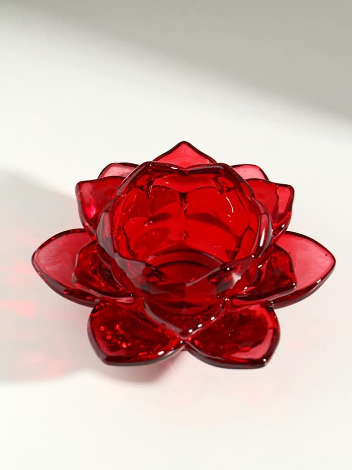 Стеклянный подсвечник на 1 свечу «Лотос», красный, 5.5×10.5×10.5 см