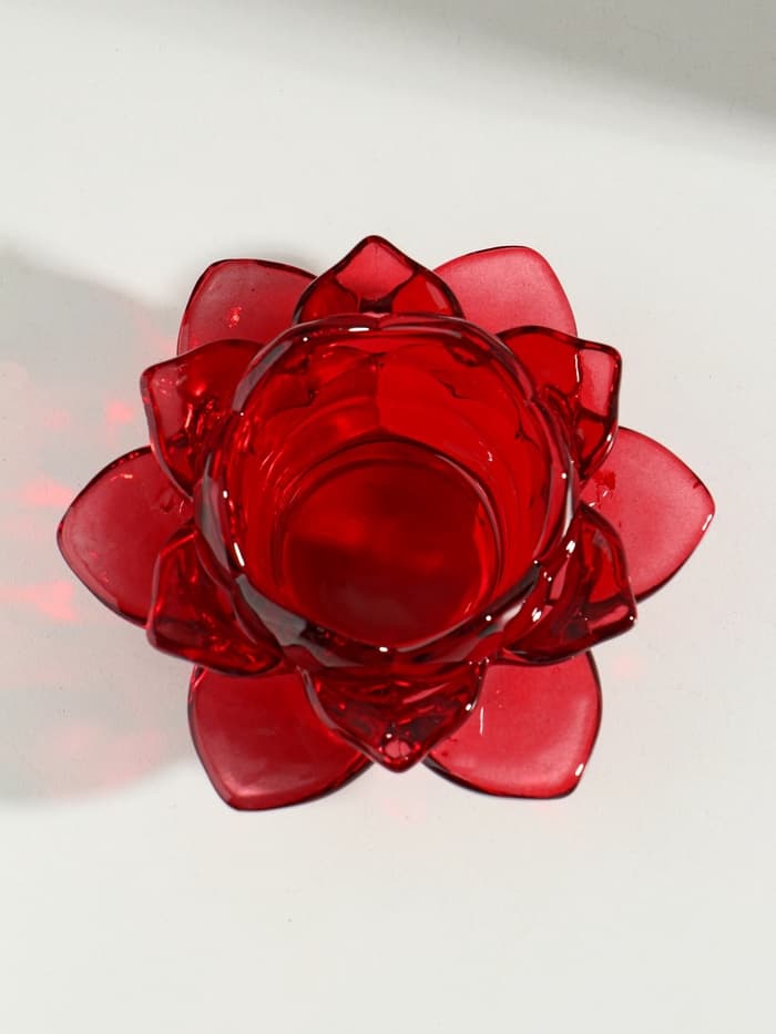 Стеклянный подсвечник на 1 свечу «Лотос», красный, 5.5×10.5×10.5 см