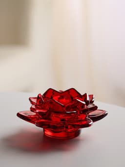 Стеклянный подсвечник на 1 свечу «Лотос», красный, 5.5×10.5×10.5 см