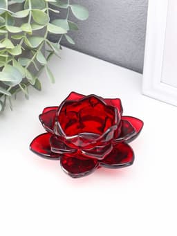 Стеклянный подсвечник на 1 свечу «Лотос», красный, 5.5×10.5×10.5 см