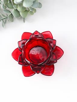 Стеклянный подсвечник на 1 свечу «Лотос», красный, 5.5×10.5×10.5 см