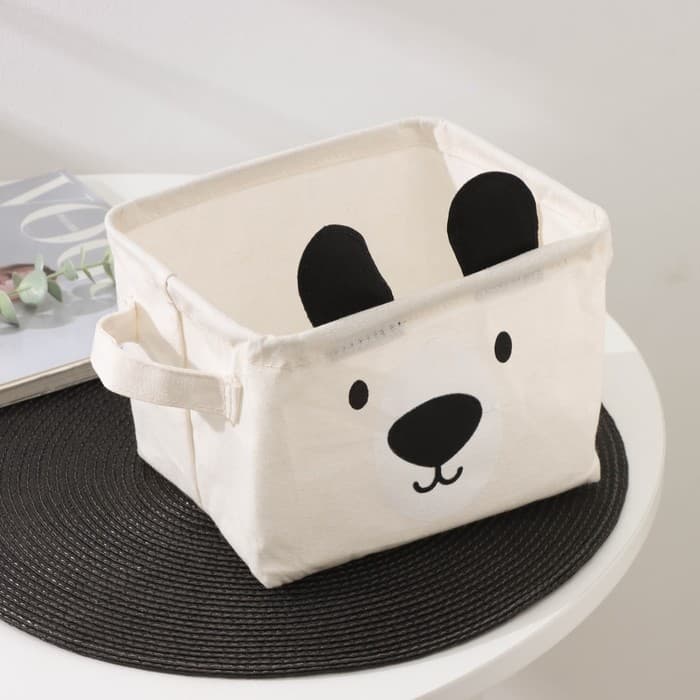 Корзина для хранения с ручками Доляна «Мишка», 20×16×14 см, бежевая