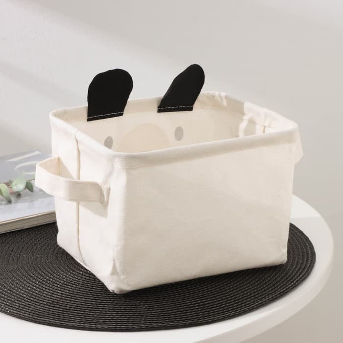 Корзина для хранения с ручками Доляна «Мишка», 20×16×14 см, бежевая