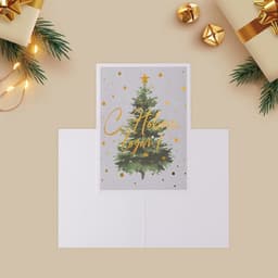 Открытка С Новым годом на акварельном картоне «Ёлочка», тиснение, 11.5×16 см