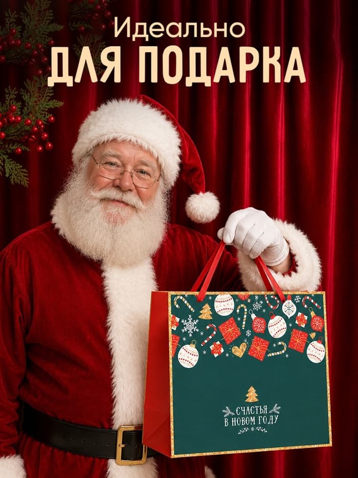 Пакет подарочный новогодний ламинированный «Счастья в Новом году», ML 27×23×11.5 см