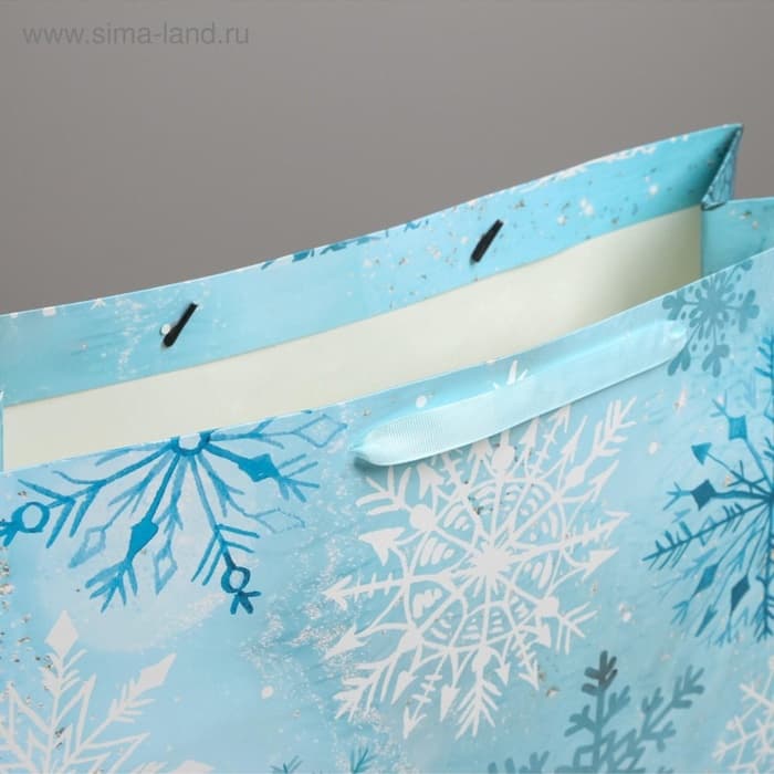 Пакет подарочный новогодний ламинированный «Морозный день», XL 49×40×19 см