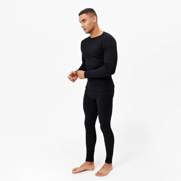 Термобельё мужское (джемпер, брюки), чёрное, размер 48