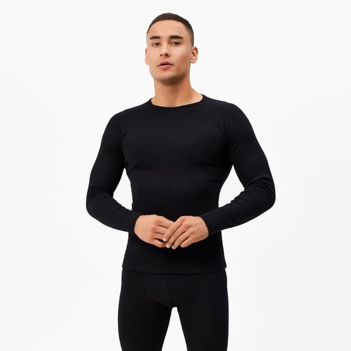 Термобельё мужское (джемпер, брюки), чёрное, размер 48