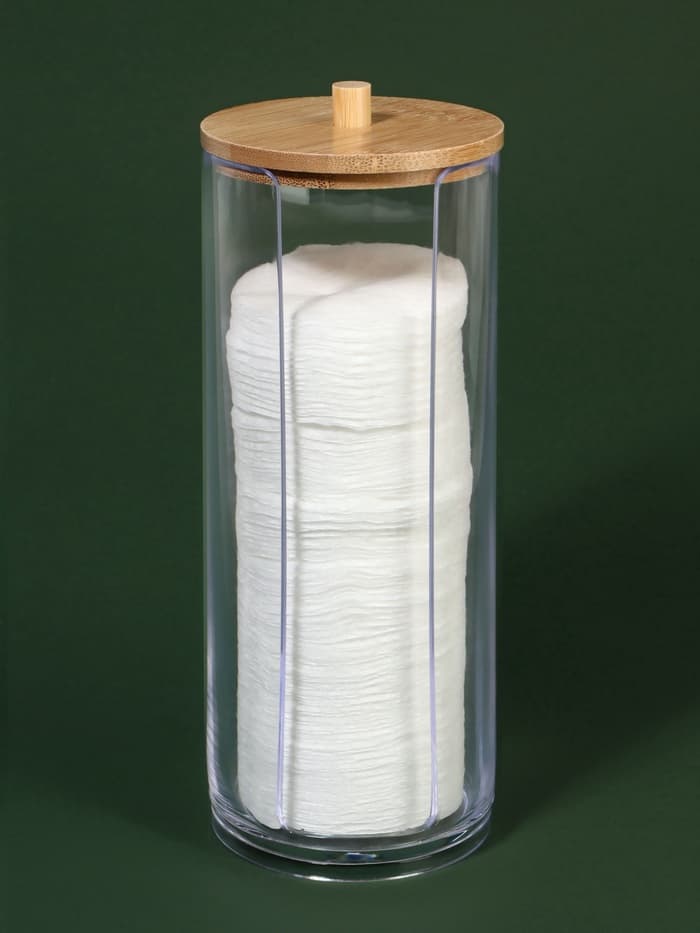 Органайзер для ватных дисков, с крышкой, d=6.5×18 см, прозрачный, коричневый