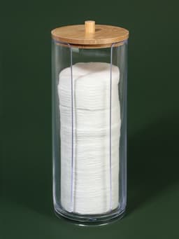 Органайзер для ватных дисков, с крышкой, d=6.5×18 см, прозрачный, коричневый