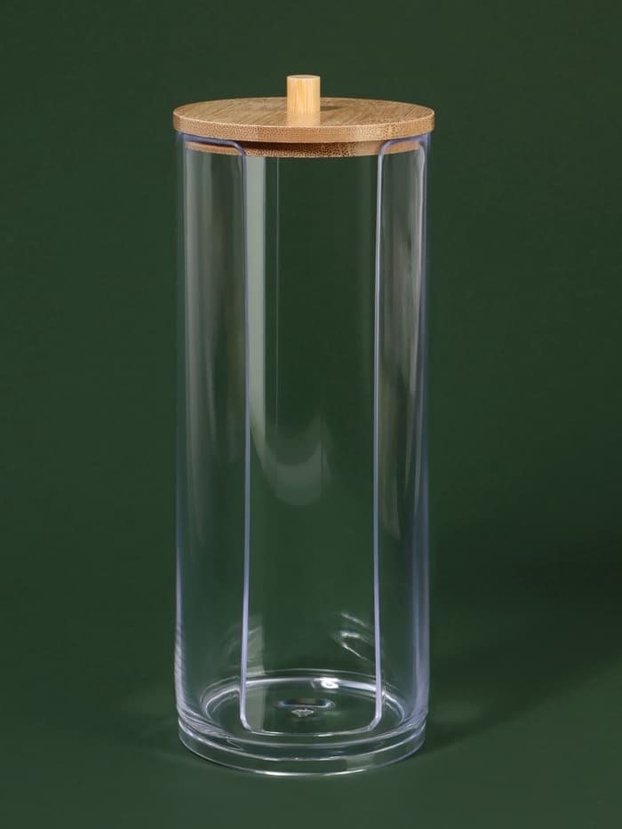 Органайзер для ватных дисков, с крышкой, d=6.5×18 см, прозрачный, коричневый