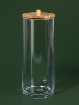 Органайзер для ватных дисков, с крышкой, d=6.5×18 см, прозрачный, коричневый