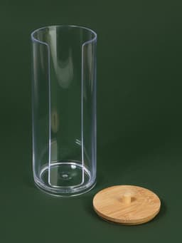 Органайзер для ватных дисков, с крышкой, d=6.5×18 см, прозрачный, коричневый