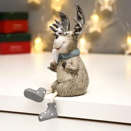 Фигурка светящаяся «Лосик с серебристыми рогами со свечой», 15.5×7×8.7 см, МИКС