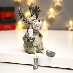 Фигурка светящаяся «Лосик с серебристыми рогами со свечой», 15.5×7×8.7 см, МИКС