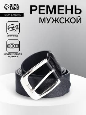 Ремень мужской, ширина 3.6 см, винт, пряжка металл, чёрный