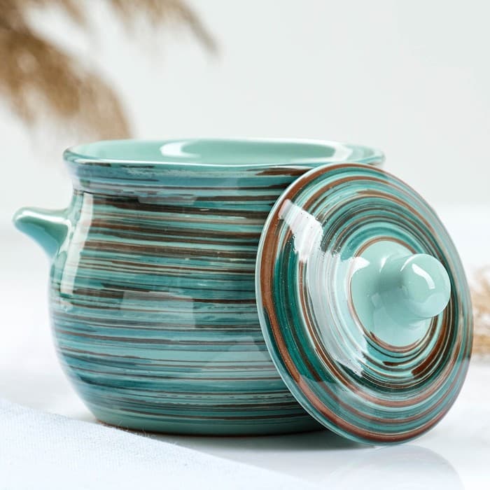 Горшочек для запекания Борисовская керамика «Скандинавия», 650 мл, 12.5×11.5 см, голубой