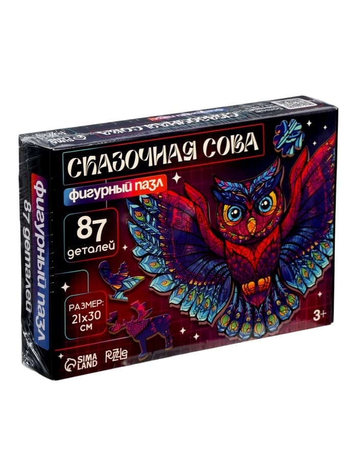 Пазл деревянный фигурный Puzzle «Сказочная сова», 87 элементов