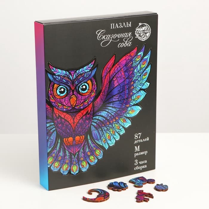 Пазл деревянный фигурный Puzzle «Сказочная сова», 87 элементов