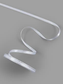 Лента атласная, с серебряным люрексом, 6 мм, 23±1 м, белая №001