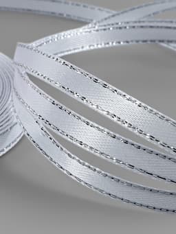 Лента атласная, с серебряным люрексом, 6 мм, 23±1 м, белая №001