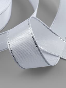 Лента атласная, с серебряным люрексом, 15 мм, 23±1 м, белая №001