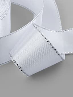 Лента атласная, с серебряным люрексом, 25 мм, 23±1 м, белая №001