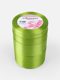 Атласная лента, набор 5 шт., 6/10/20/40/50 мм, 23±1 м, светло-зелёная №184