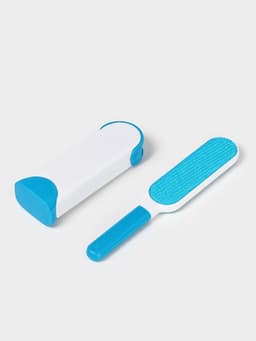 Щётка для удаления шерсти и волос с одежды и мебели с ручкой Доляна, 33×7.5×5 см, синяя