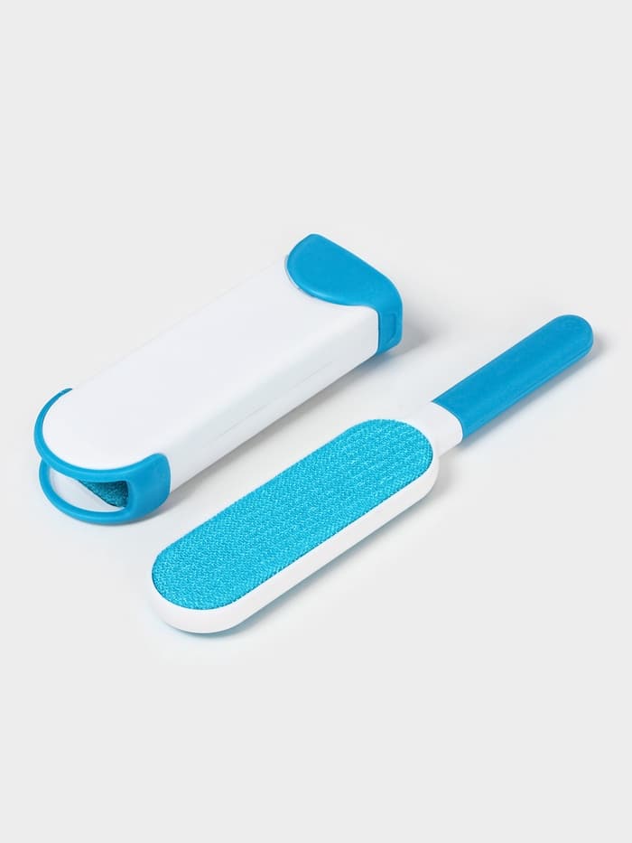 Щётка для удаления шерсти и волос с одежды и мебели с ручкой Доляна, 33×7.5×5 см, синяя