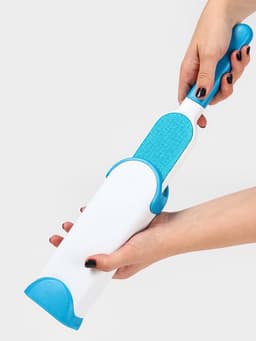 Щётка для удаления шерсти и волос с одежды и мебели с ручкой Доляна, 33×7.5×5 см, синяя