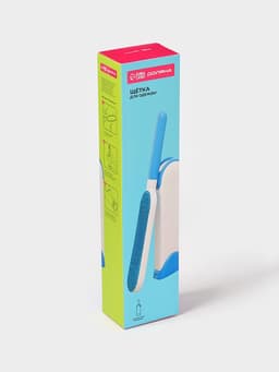 Щётка для удаления шерсти и волос с одежды и мебели с ручкой Доляна, 33×7.5×5 см, синяя