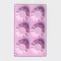 Форма для выпечки Доляна «Сладости. Пудинг», силикон, 29.5×17.5 см, 6 ячеек (7.7×3 см), сиреневая