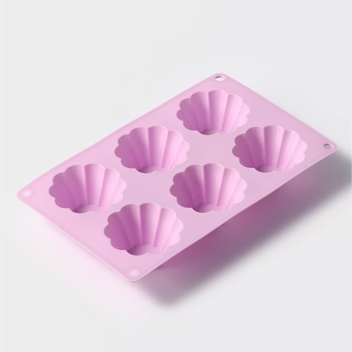 Форма для выпечки Доляна «Сладости. Пудинг», силикон, 29.5×17.5 см, 6 ячеек (7.7×3 см), сиреневая