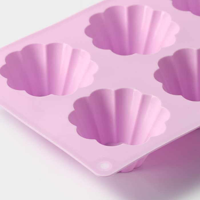 Форма для выпечки Доляна «Сладости. Пудинг», силикон, 29.5×17.5 см, 6 ячеек (7.7×3 см), сиреневая