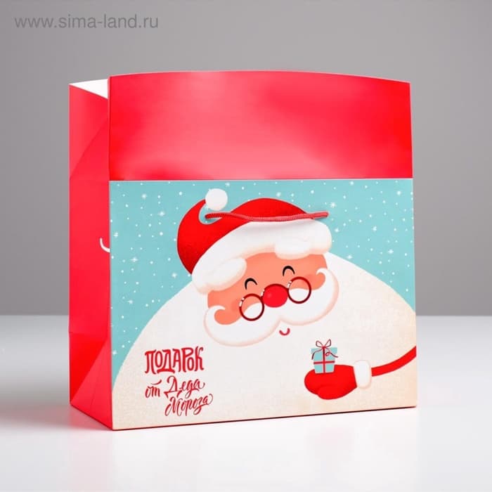Пакет-коробка новогодний подарочный «Дед мороз», 28×20×13 см