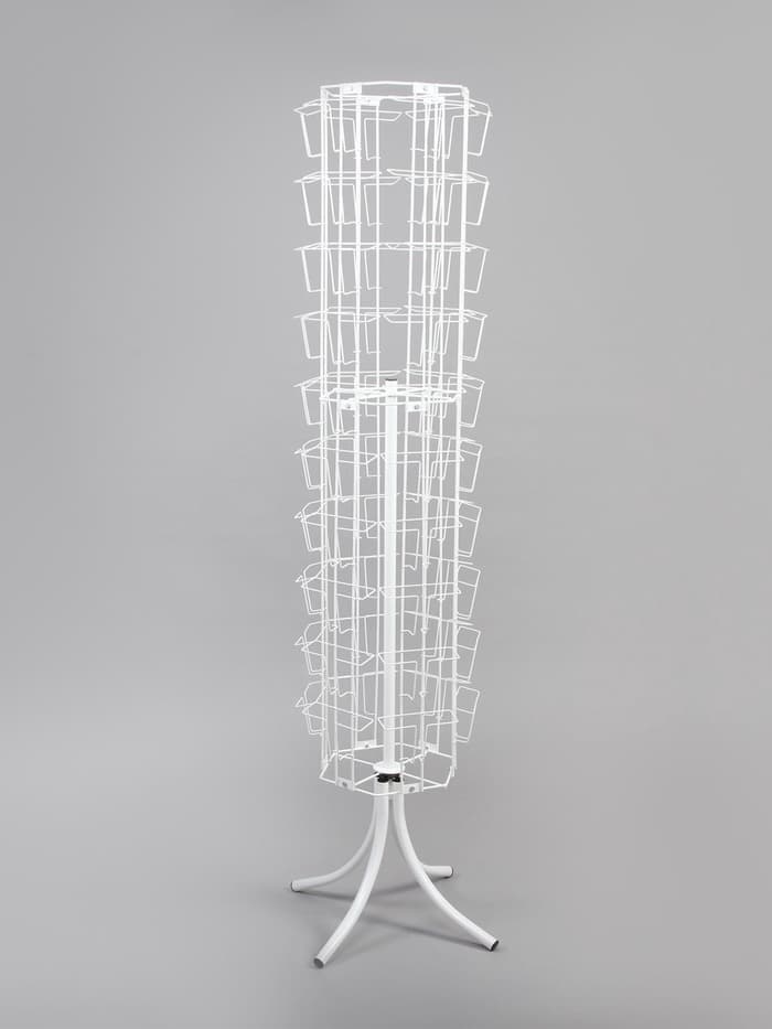 Стойка вращающаяся для открыток, напольная, 60 карманов А5, 40×40×180 см, белая