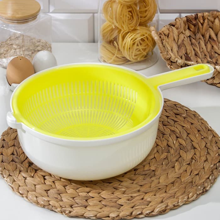 Дуршлаг с поддоном Альтернатива, 3 л, d=25 см, h=11.5 см, пластик, МИКС