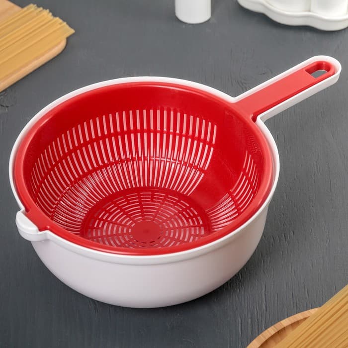 Дуршлаг с поддоном Альтернатива, 3 л, d=25 см, h=11.5 см, пластик, МИКС