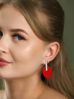 Серьги ассорти «Арт», линии, красные в серебре
