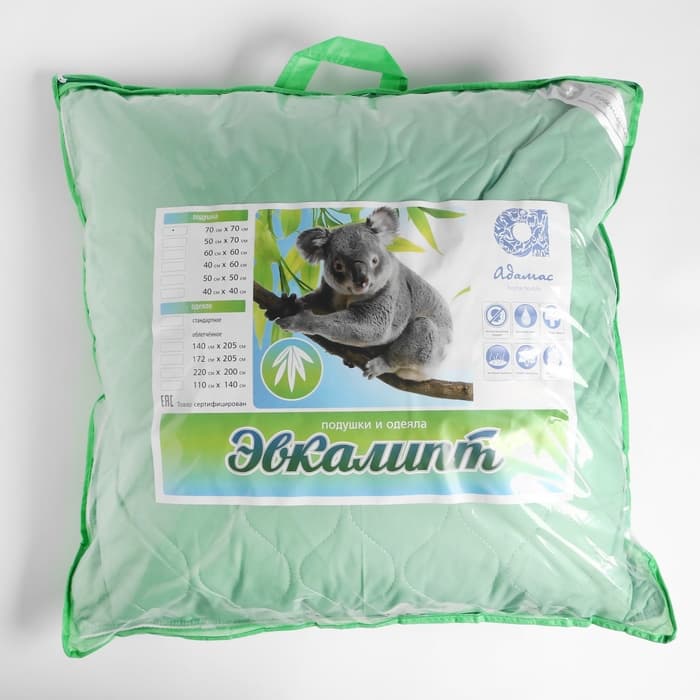 Подушка Адамас «Эвкалипт», размер 70×70 см, эвкалиптовое волокно, чехол тик