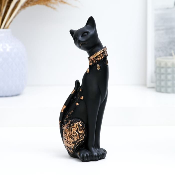 Фигурка полистоун «Кошка», чёрная, 20×8 см