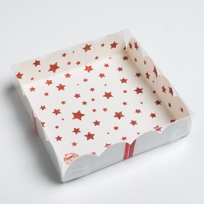 Коробка для кондитерских изделий с пластиковой крышкой «С Новым годом!», 13×13×3 см