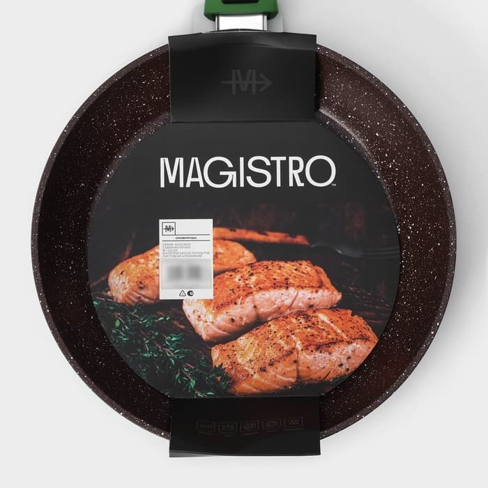 Сковорода Magistro Avocado, d=22 см, съёмная ручка софт тач, антипригарное покрытие, индукция, кованый алюминий, зелёная